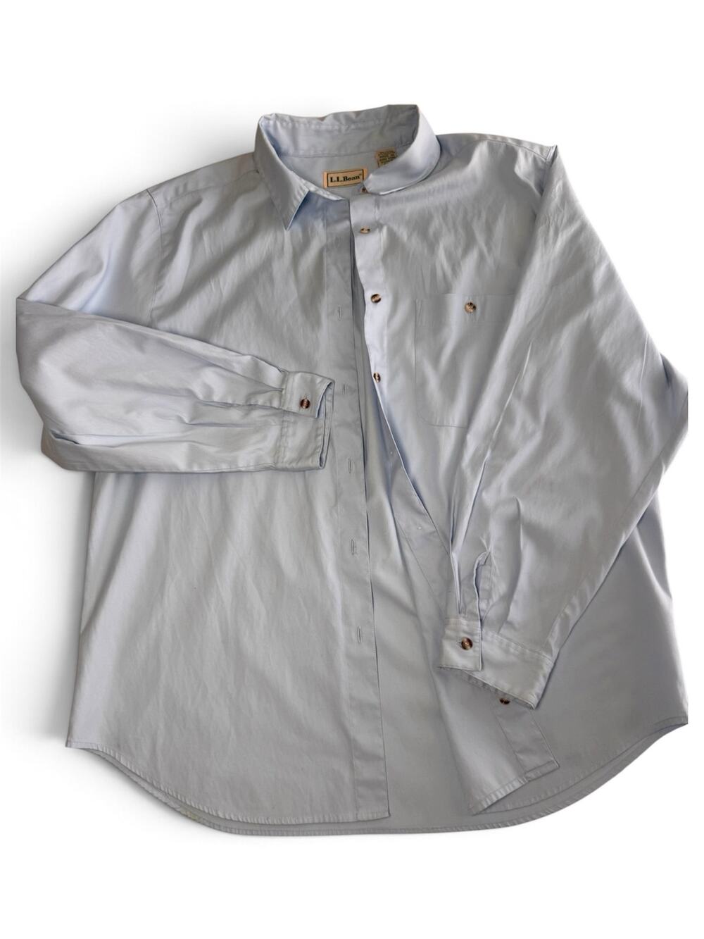Vintage L.L.Bean Light Blue Button Down Shirt Womens 18 Made in Hong Kong